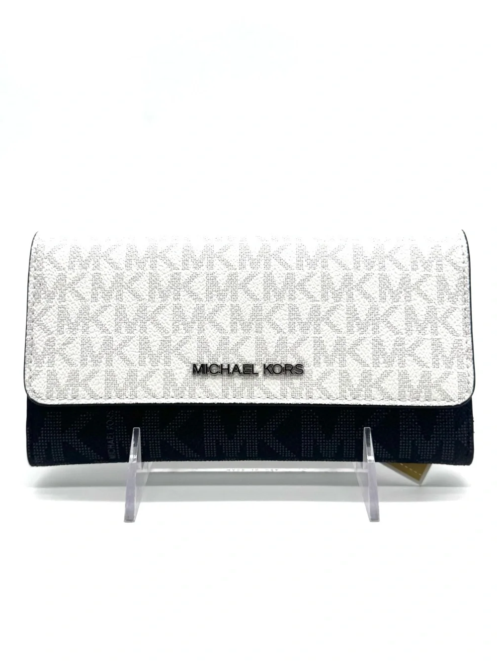 Michael Kors Large Jet Set Travel Trifold Wallet - Optic White Multi